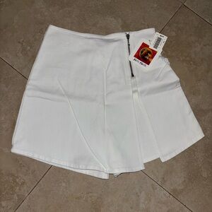 White Mini Skort with Zipper